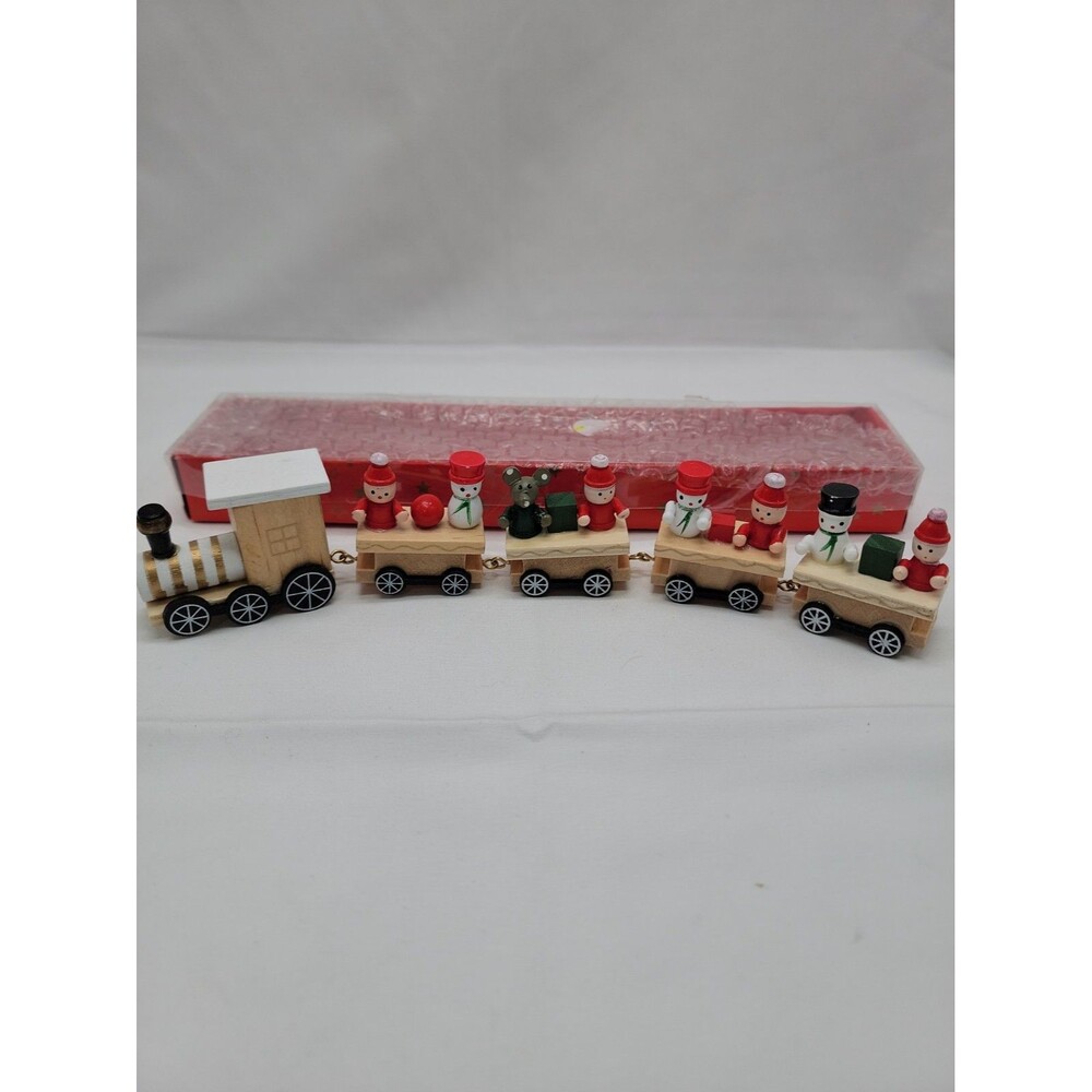 Ganz Christmas Wooden Express Train Mini Figurine Engine Cars Toy 10" Long